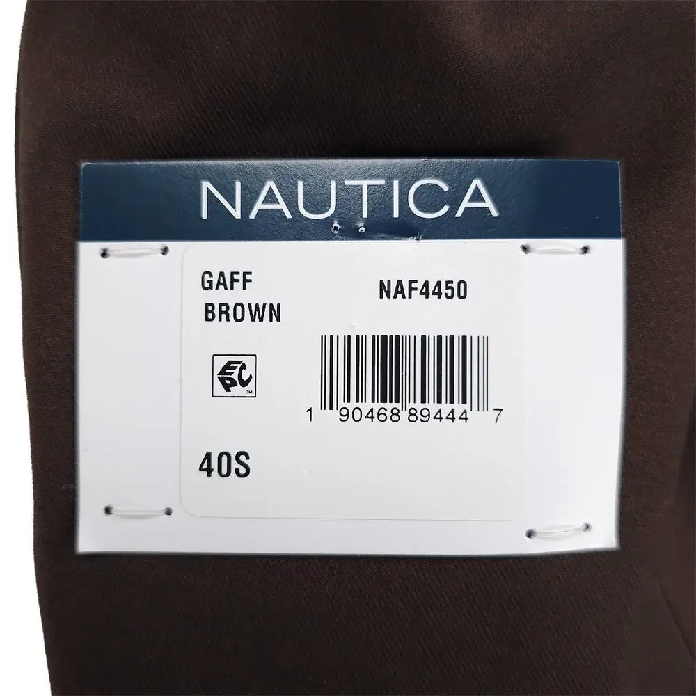 Nautica Mens Modern Fit 2 Piece Suit 40S 34W Brown Solid Stretch NWT